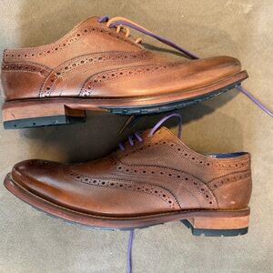 Ted Baker London Chestnut Leather Oxfords with Violet Laces